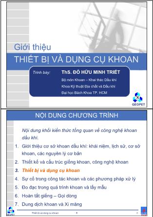 Giới thiệu thiết bị và dụng cụ khoan - Đỗ Hữu Minh Triết