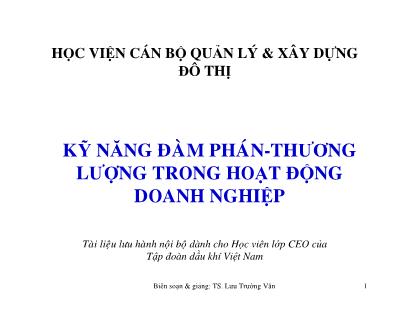 Kỹ năng ñaøm phaùn-Thương lượng trong hoạt ðộng doanh nghiệp