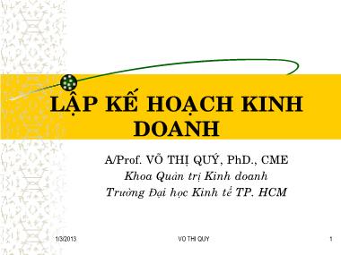 Lập kế hoạch kinh doanh - Võ Thị Quý