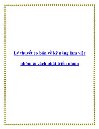 Lý thuyết cơ bản về kỹ năng làm việc nhómv và cách phát triển nhóm