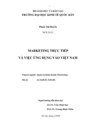 Marketing trực tiếp và ứng dụng vào Việt Nam - Trần Minh Đạo