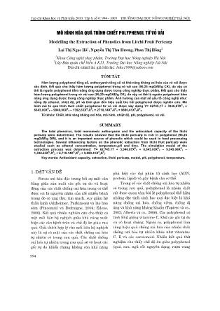 Mô hình hóa quá trình chiết Polyhenol từ vỏ vải - Lại Thị Ngọc Hà