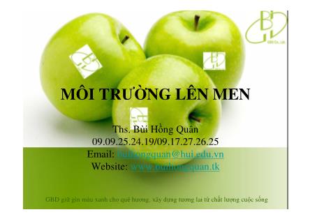 Môi trường lên men - Bùi Hồng Quân