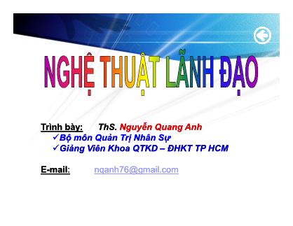 Nghệ thuật lãnh đạo - Nguyễn Quang Anh