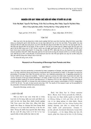 Nghiên cứu quy trình chế biến đồ uống từ bưởi và lô hội - Nguyễn Thị Nhung
