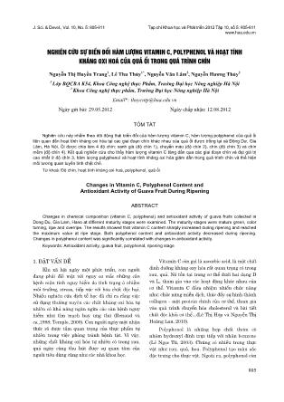 Nghiên cứu sự biến đổi hàm lượng vitamin C, Polyphenol và hoạt tính kháng oxi hóa của quả ổi trong quá trình chín