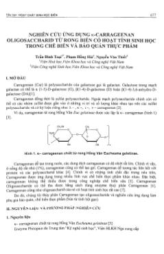 Nghiên cứu ứng dụng K- Carrageenan oligosacchard từ rong biển có hoạt tính sinh thái trong chế biến và bảo quản thực phẩm - Trần Đình Toại