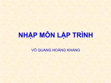 Nhập môn lập trình - Võ Quang Hoàng Khang