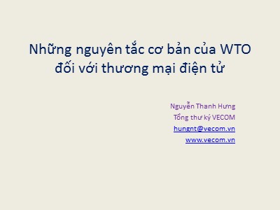 Những nguyên tắc cơ bản của WTO đối với thương mại điện tử