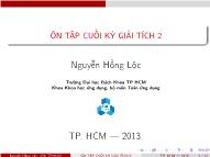 Ôn tập cuối kì Giải tích 2 - Nguyễn Hồng Lộc