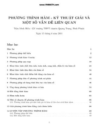 Phương trình Hàm - Kỹ thuật giải và một số vấn đề liên quan - Trần Minh Hiền