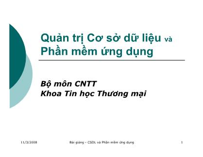 Quản trị Cơ sở dữ liệu và Phần mềm ứng dụng - Chương 2: Thiết kế CSDL quan hệ