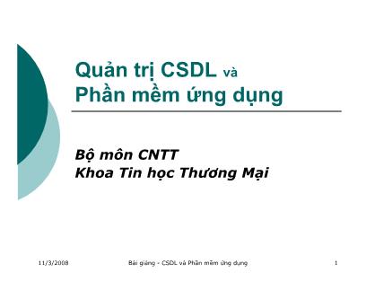 Quản trị CSDL và Phần mềm ứng dụng