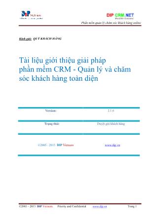 Tài liệu giới thiệu giải pháp phần mềm CRM - Quản lý và chăm sóc khách hàng toàn diện