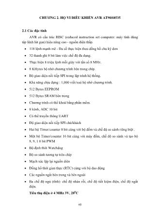 Tài liệu tham khảo hỗ trợ môn vi xử lí các họ vi điều khiển thế hệ mới - Chương 2: Họ vi điều khiển AVR AT90S8535
