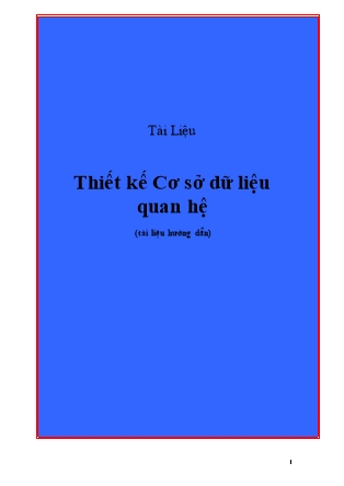 Tài Liệu Thiết kế Cơ sở dữ liệu quan hệ