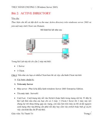 Thực hành chương 2 - Bài 2: Active Directory - Từ Thanh Trí