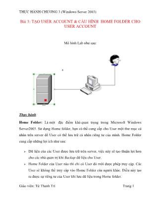 Thực hành chương 3 - Bài 3: Tạo user account & cấu hình home folder cho user account - Từ Thanh Trí