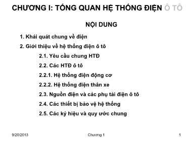 Tổng quan hệ thống điện ô tô