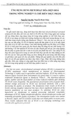 Ứng dụng dung dịch hoạt hóa điện hóa trong nông nghiệp và chế biến thực phẩm - Nguyễn Văn Hà