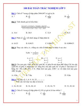 100 bài toán trắc nghiệm lớp 5