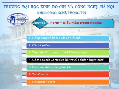 Bài giảng Access - Chương 5: Form-Biểu mẫu trong Access