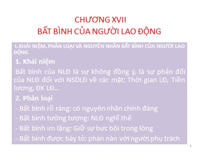 Bài giảng Bất bình của người lao động