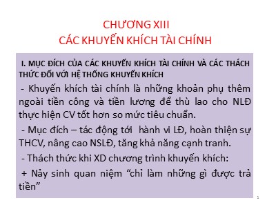 Bài giảng Các khuyến khích tài chính