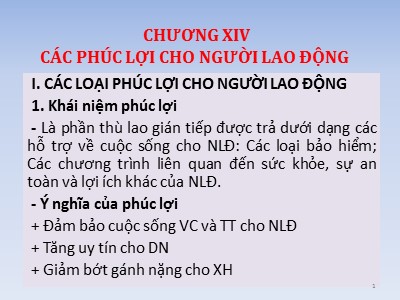 Bài giảng Các phúc lợi cho người lao động