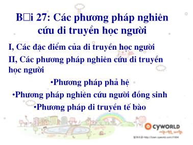 Bài giảng Các phương pháp nghiên cứu di truyền học người