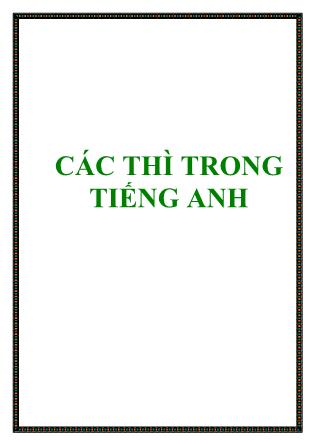 Bài giảng Các thì trong tiếng anh