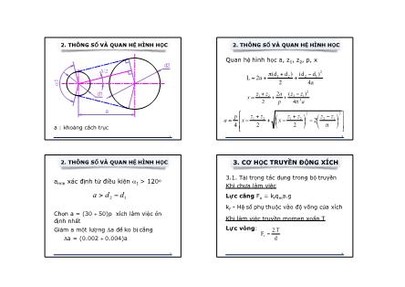 Bài giảng Chi tiết máy - Chương 4: Thông số và quan hệ hình học