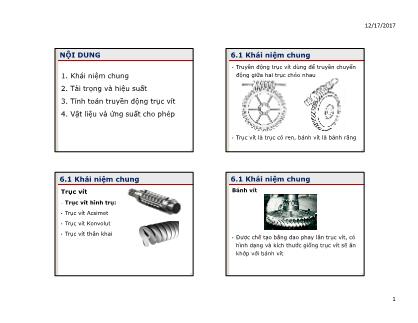 Bài giảng Chi tiết máy - Chương 6: Trục vít