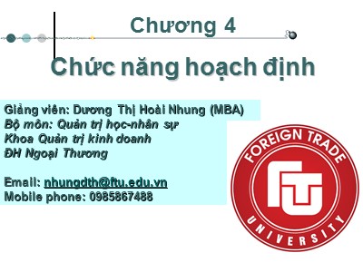 Bài giảng Chức năng hoạch định - Dương Thị Hoài Nhung