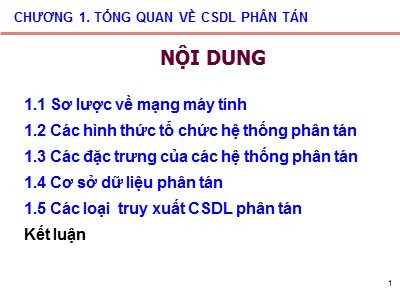 Bài giảng Cơ sở dữ liệu - Chương 1: Tổng quan về CSDl phân tán