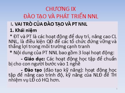 Bài giảng Đào tạo và phát triển NNL