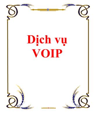 Bài giảng Dịch vụ VOIP