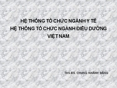 Bài giảng Hệ thống tổ chức ngành y tế hệ thống tổ chức ngành điều dưỡng Việt Nam - Chung Khánh Bằng