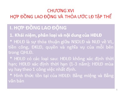 Bài giảng Hợp đồng lao động và thỏa ước lao động tập thể