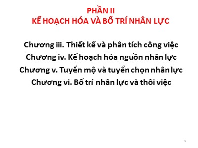 Bài giảng Kế hoạch hóa và bố trí nhân lực