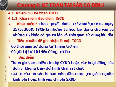 Bài giảng Kế toán hành chính sự nghiệp - Chương 4: Kế toán tài sản cố định