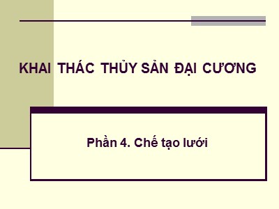 Bài giảng Khai thác thủy sản đại cương - Phần 4: Chế tạo lưới