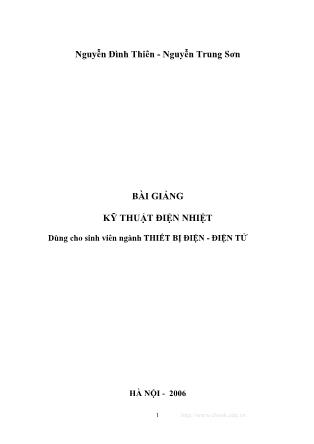 Bài giảng Kĩ thuật điện nhiệt - Nguyễn Đình Thiên