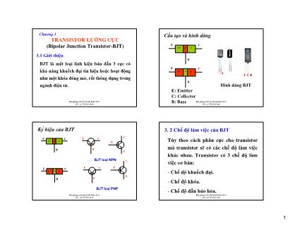 Bài giảng Kĩ thuật Điện tử C - Chương 3: Transistor lưỡng cực