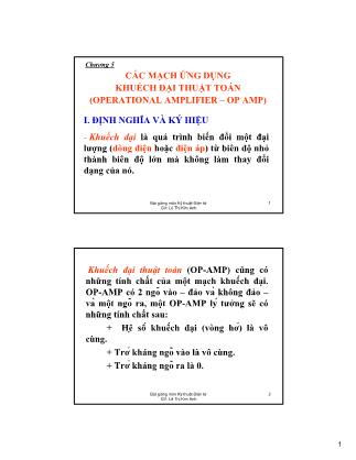 Bài giảng Kĩ thuật Điện tử - Chương 5: Các mạch ứng dụng khuếch đại thuật toán - Lê Thị Kim Anh