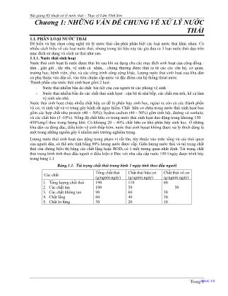 Bài giảng Kĩ thuật xử lý nước thải - Chương 1: Những vấn đề chung về xử lí nước thải
