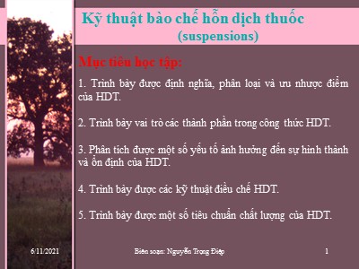 Bài giảng Kỹ thuật bào chế hỗn dịch thuốc