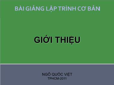 Bài giảng Lập trình cơ bản - Chương 0: Giới thiệu - Ngô Quốc Việt