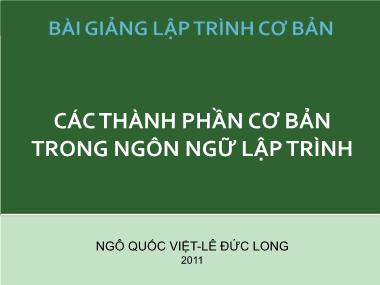 Bài giảng Lập trình cơ bản - Chương 2: Các thành phần cơ bản trong ngôn ngữ lập trình - Ngô Quốc Việt