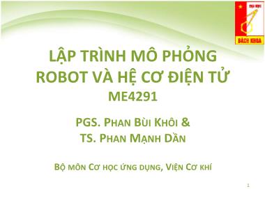 Bài giảng Lập trình mô phỏng robot và hệ cơ điện tử